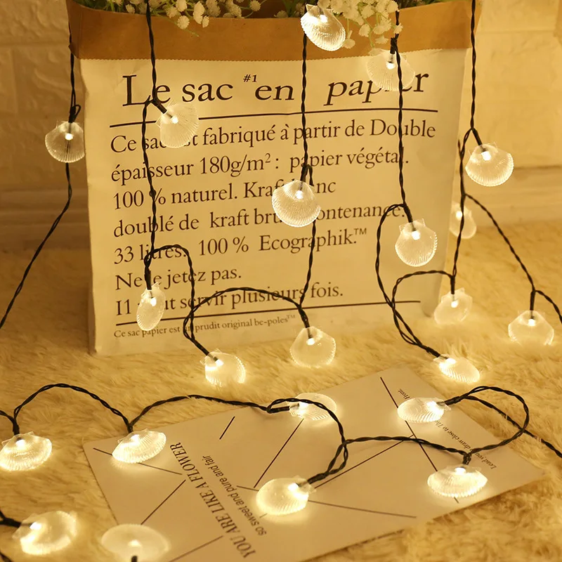 

Led shell lamp string decorative color lamp outdoor waterproof lamp atmosphere string lamp battery lamp