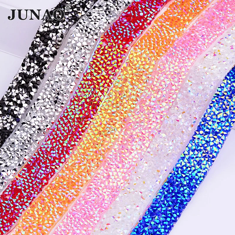 JUNAO, 5 ярдов* 15 мм, горячая фиксация, черные стразы, ткань, цепь, смола, Кристалл, сетка, отделка, стразы, аппликации, окантовка для DIY, одежда, украшение