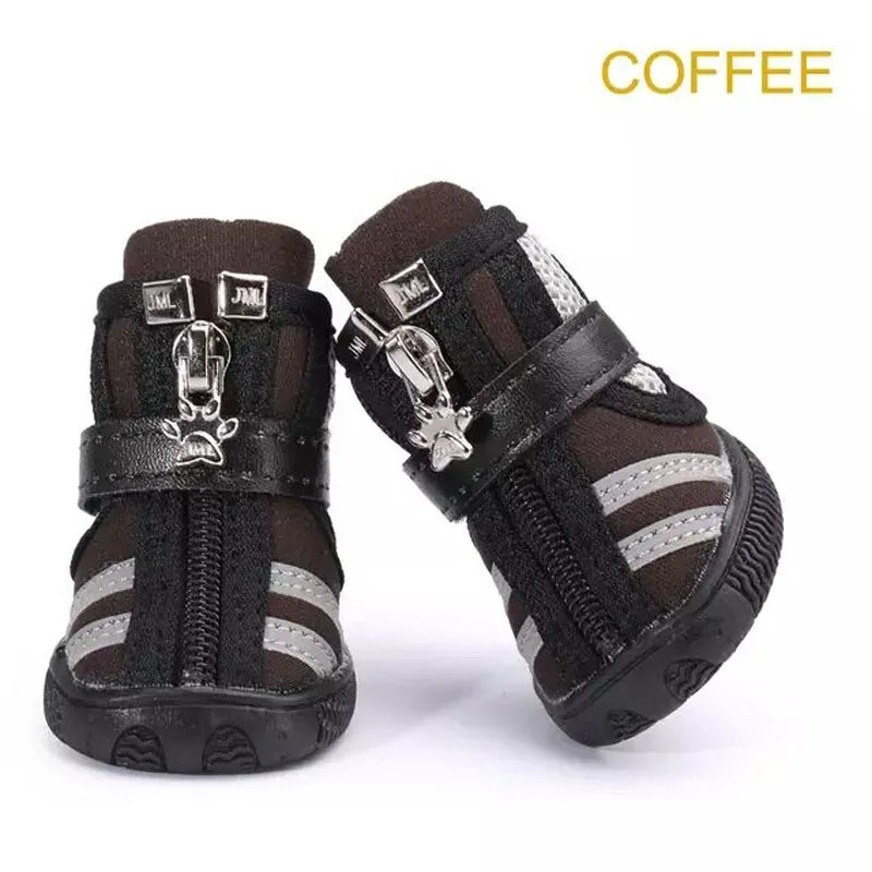 4 pcs/lot Small Dog Shoes Breathable Mesh Fabric Running Boots with Zippers Booties All Season Use |