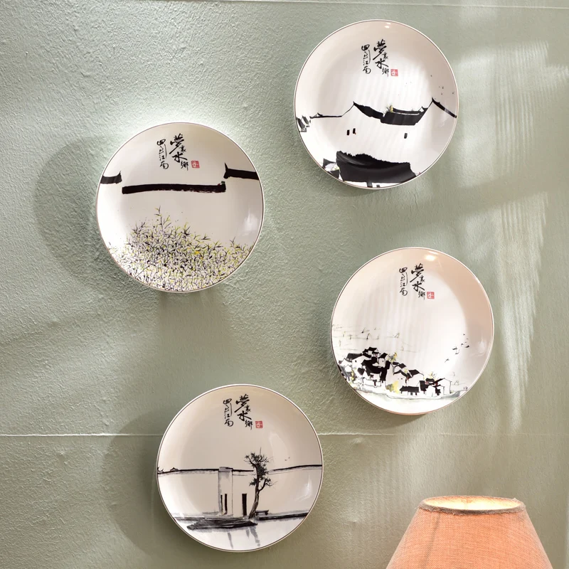 Китайская пейзажная живопись керамическая тарелка настенная Подвеска для