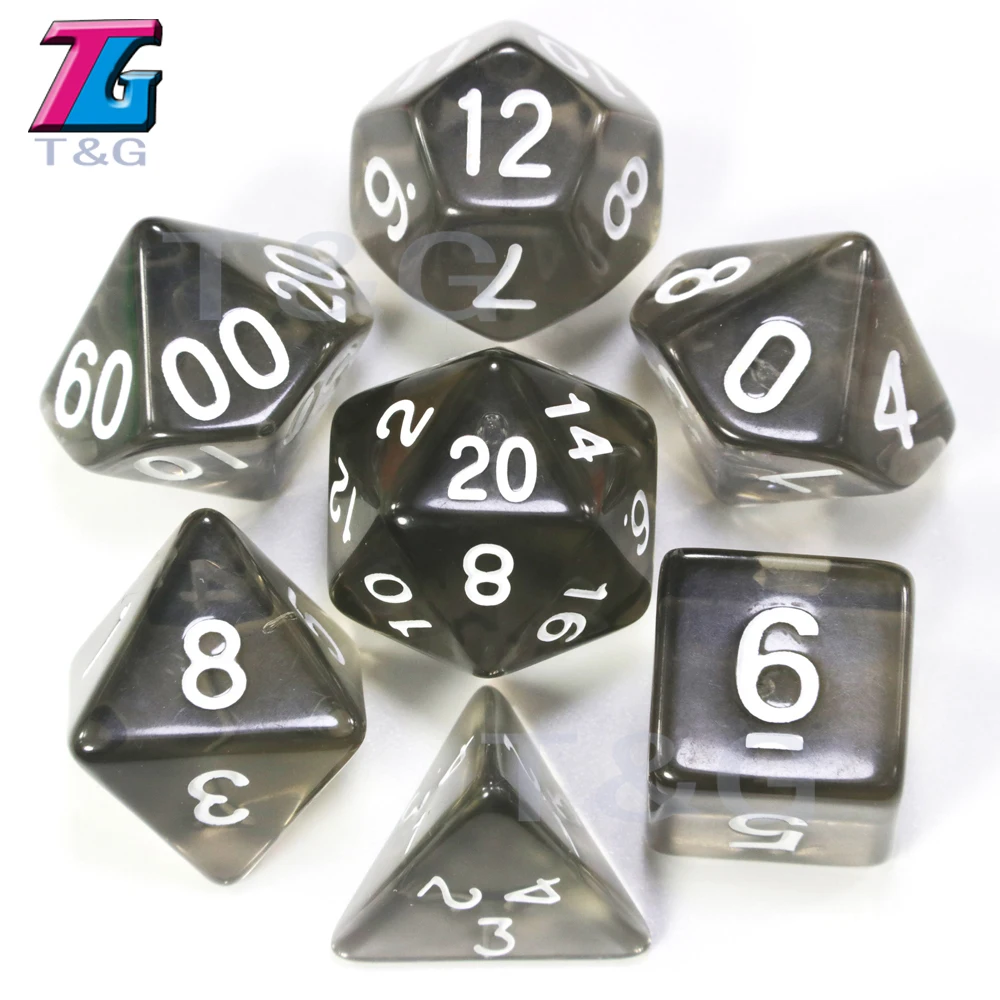 10 комплектов прозрачных игральных костей DnD D4 d6 d8 d10 % d12 d20 для настольных игр