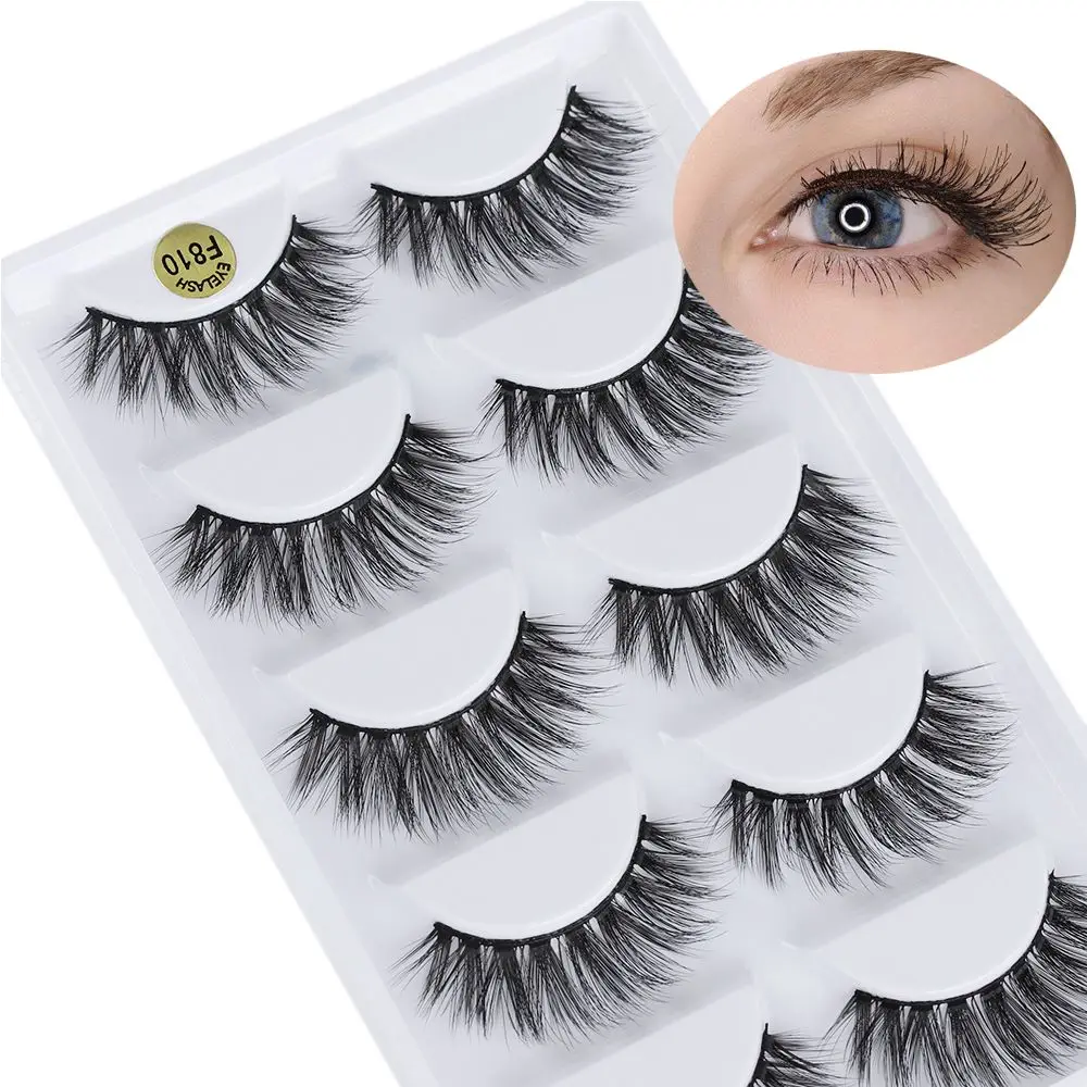 

SKONHED 5 Pairs 3D Mink Hair False Eyelashes Thick Crisscross Eye Lashes Wispy Natural Volume Extension Tools Makeup