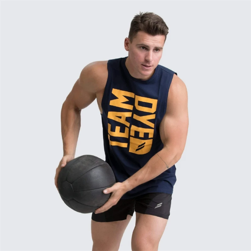 Майка мужская для бодибилдинга хлопок рубашка без рукавов трико тренировок