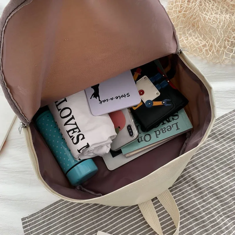 

Backpacks Women Couples White Solid Simple Trendy Large Capacity Leisure Ins Japanese Travel College Bags Korean Style Backpack