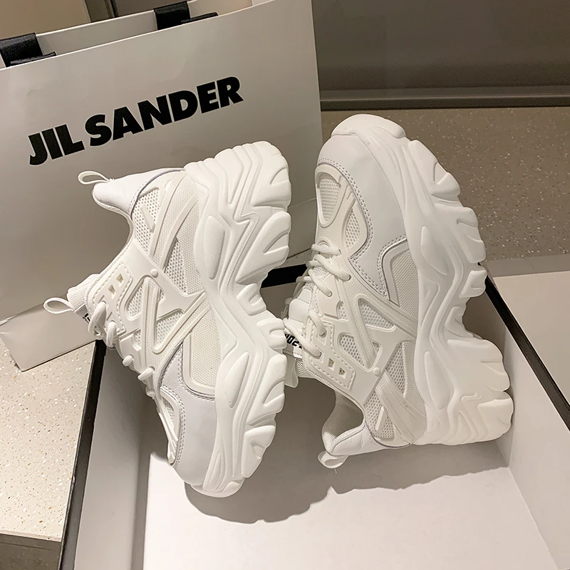 

Женские кроссовки на толстой вулканизированной подошве, уличные дышащие кроссовки на массивной вулканизированной подошве, повседневная обувь, корейский стиль, новинка 2021