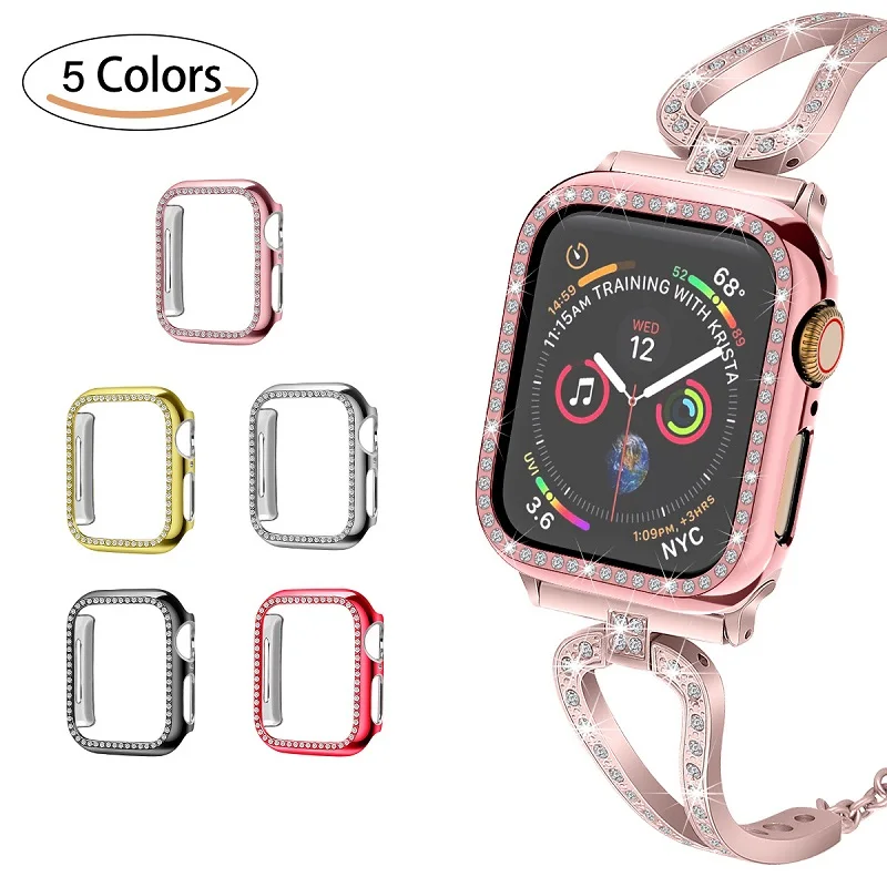 

38mm 40mm 42mm 44mm Luxury Diamond Smart Watch Cover High Quality PC Anti-drop Protective Shell For Apple Series 6 SE 5 4 3 2 1