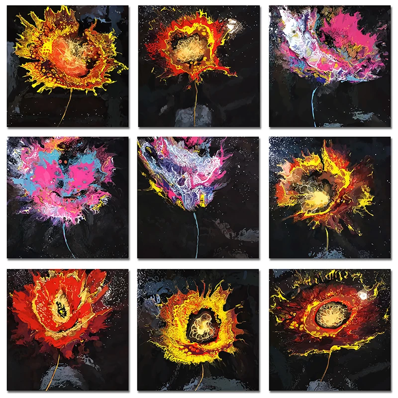 

Original Design Watercolor Poppy Flowers Canvas Art Painting Abstract Colorful Posters and Prints Wall Pictures for Home Decor