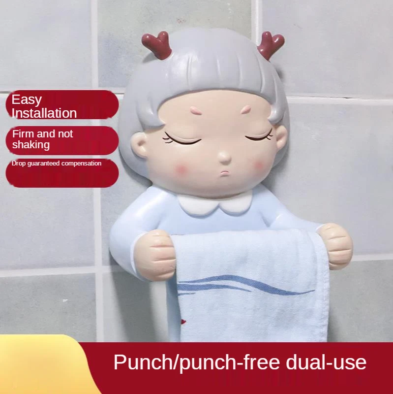 

Creative cartoon little lady's toilet tissue box paper frame from punching shelf face towel paper hanging toilet paper holder