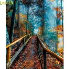 Полноформатная Алмазная вышивка, кленовый лес, DIY 3D Алмазная живопись, вышивка крестиком, дерево, полная круглая Алмазная мозаика, деревянная дорожка, пейзаж