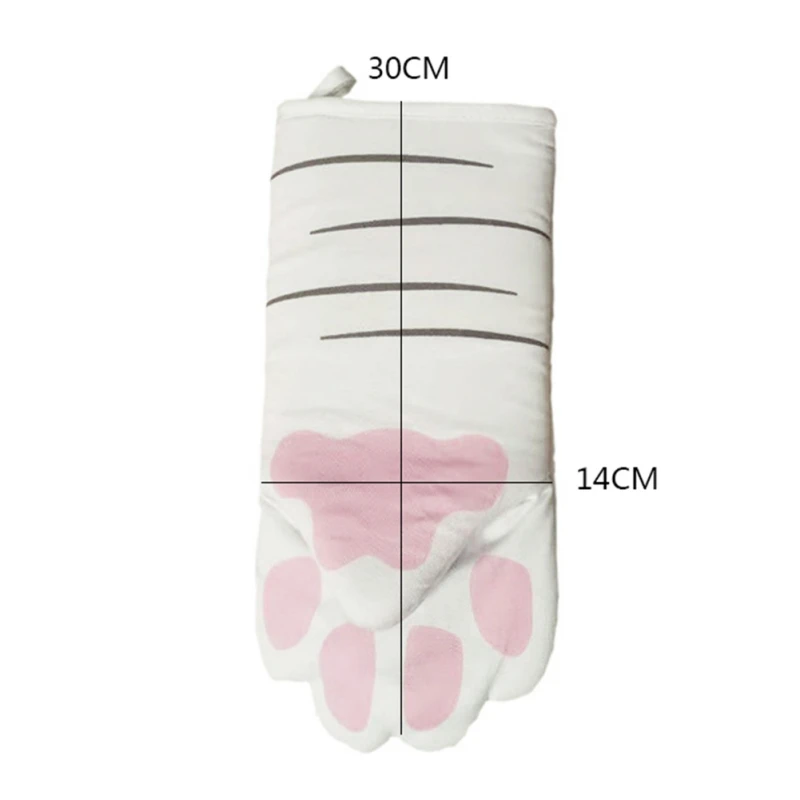 

3D Cartoon Cat Paws Oven Mitt Lovely Crab Microwave Oven Mitt Long Cotton Baking Insulation Glove Heat Resistant Non-slip Gloves
