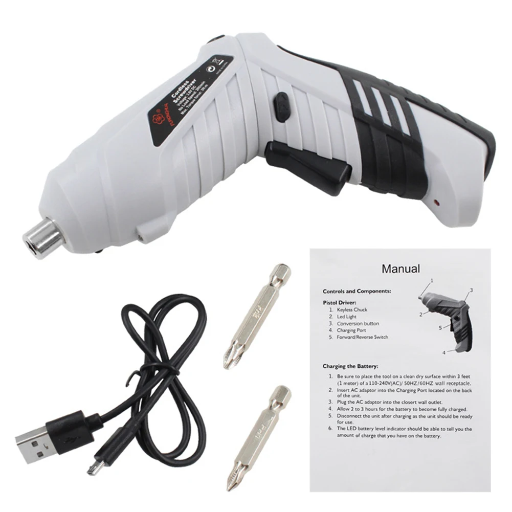Портативная Беспроводная электрическая мини отвертка с зарядкой по USB 3 6 В