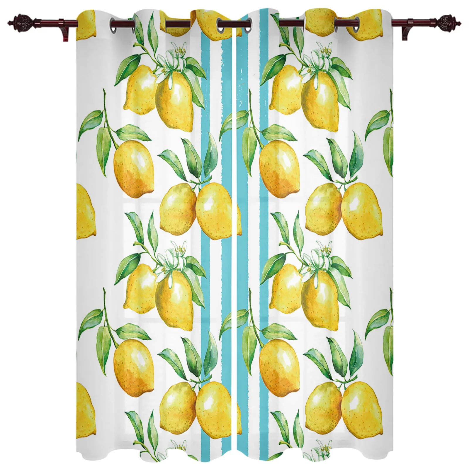 

Шторы для использования на открытом воздухе свежий лимон в синюю полоску Гостиная Кухня драпирующая занавеска для садового сарая патио сад...