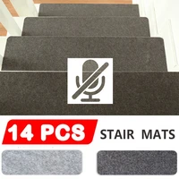 14pcs soft self adhesive non slip stair step carpet mat protector rug living room solid color mute floor pad for home