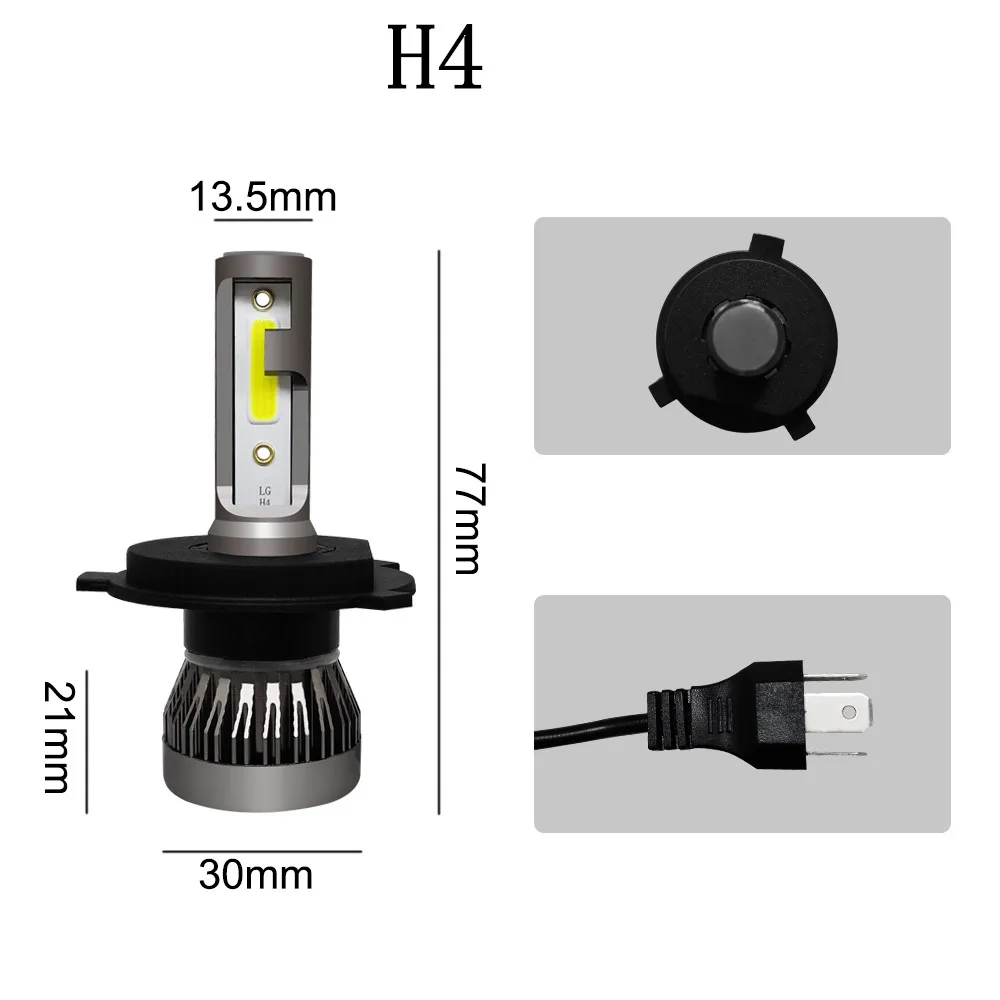 Mini1 2 шт./компл. автомобильных фар Светодиодные лампы 12v 36w h1 h4 h7 h11 9005 9006 9012 с 6000K холодный белый свет COB чип Автомобильный светильник лампочка