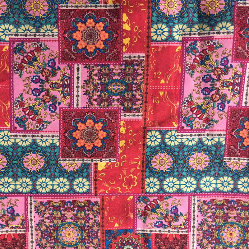 Ткань из хлопка и льна в богемном стиле с изображением мандалы для домашнего