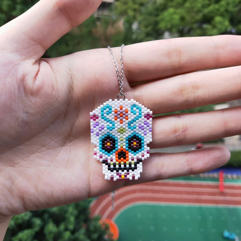 

Fairywoo Skeleton Necklace Exaggerate Pendant Necklaces Handmade Jewelry Accessories Friendship Necklace Delica Chains Chokers