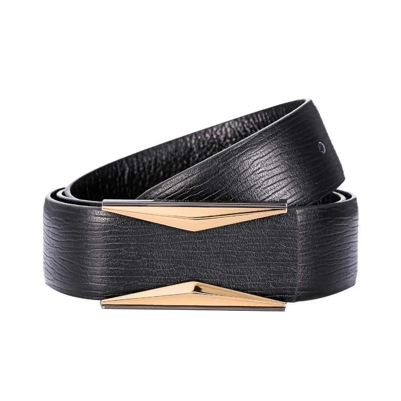 03Black Deepeel 1 шт. 3,4 см* 105-125 см мужской ремень из натуральной кожи официальный костюм брюки гладкая пряжка для ремня металлический Starp подарок для мужчин ремни - Цвет: 03Black