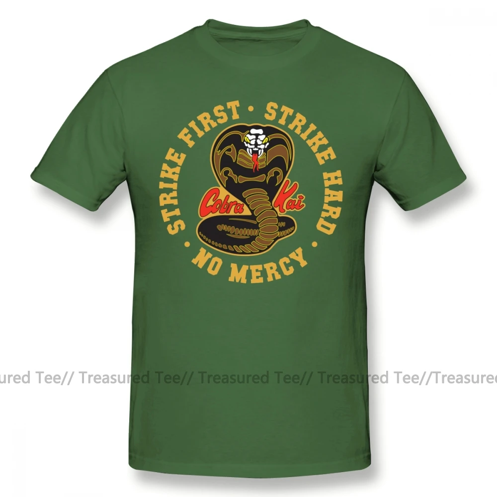 Army Green Детская футболка для каратэ футболка с логотипом Cobra Kai Strike First Strike Hard No Mercy HD Базовая футболка с короткими рукавами 4xl Мужская футболка - Цвет: Army Green