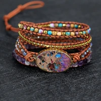 2021 color imperial pine hand woven multilayer leather bracelet ethnic style retro bracelet