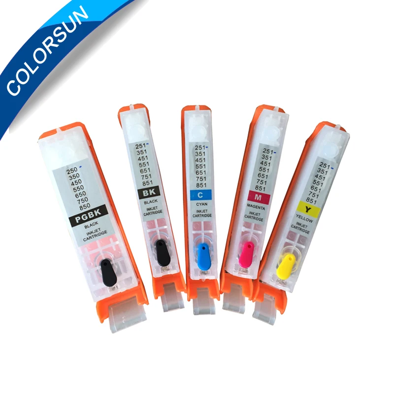 

5Pcs PGI-350 CLI-351 PGI350 Refillable Ink Cartridge For Canon IP7230 MG5430 MX923 MX723 MG5530 IX6830 with ARC chip