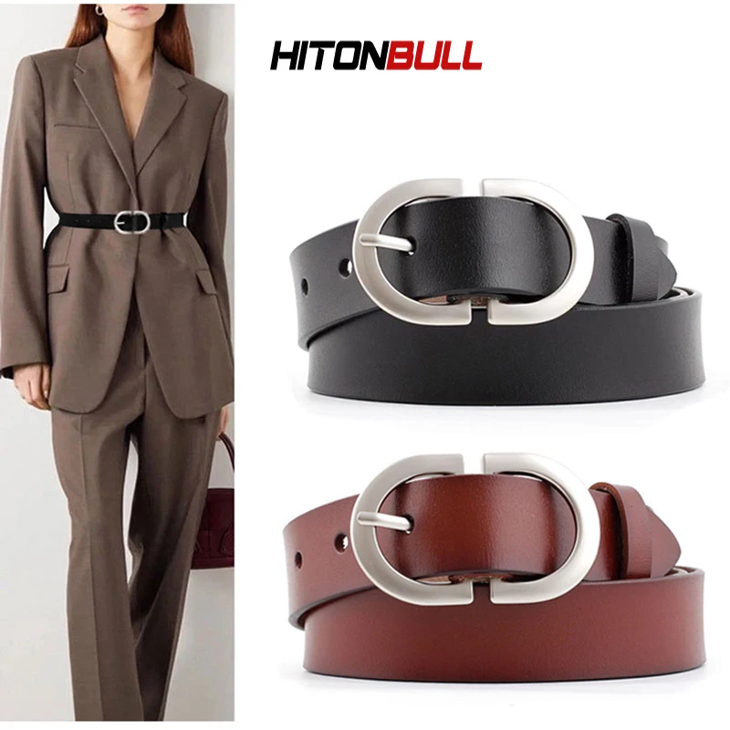 HITONBULL New Real Cowhide Women's Belt Fashion Matching Jeans And Slacks Luxury High Quality Ladies Brand Women Leather Belts