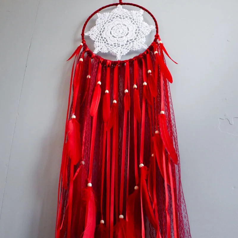 Большой Ловец снов ручной работы перья бусины ветряные колокольчики для