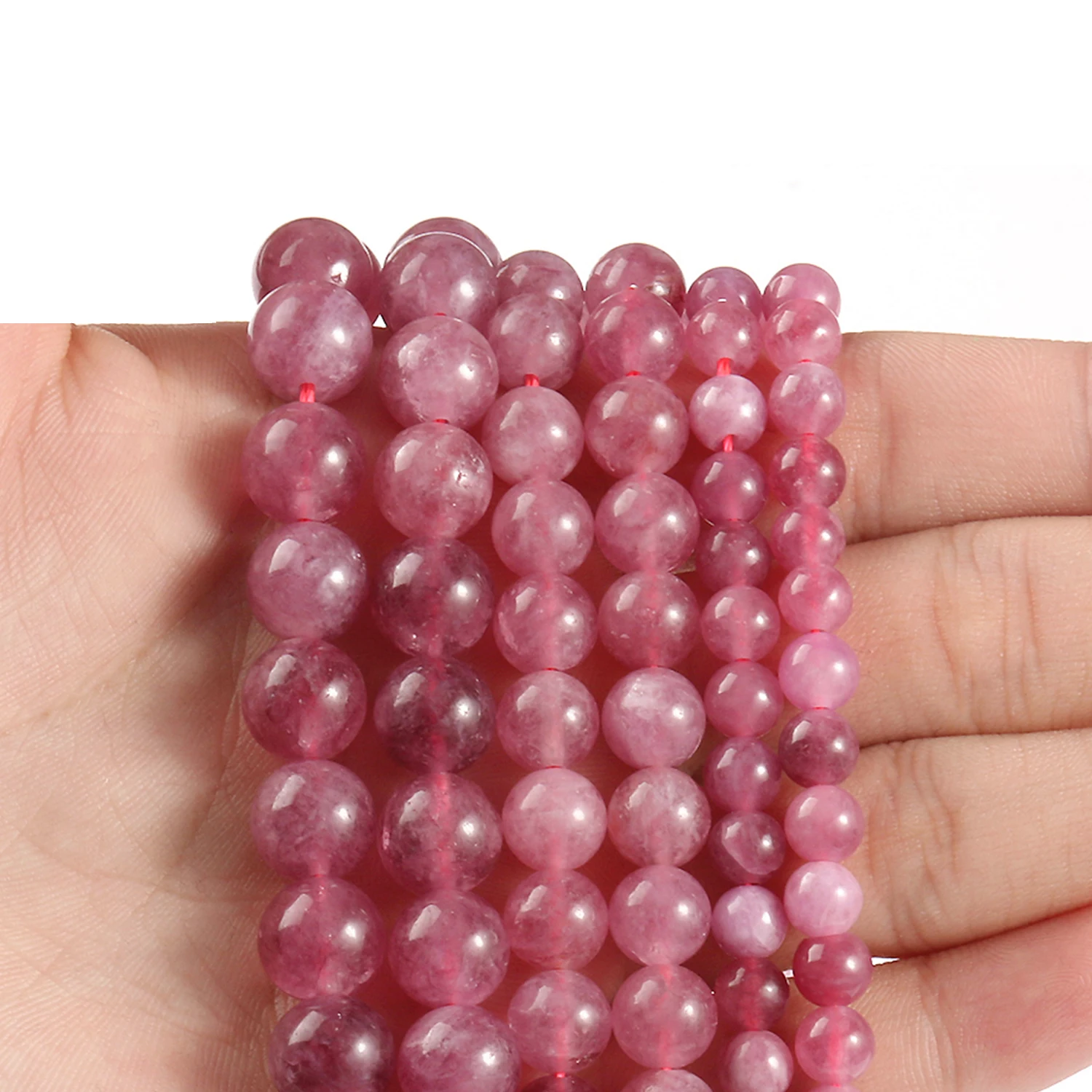 

Кварцевые бусины в форме клубники, натуральные круглые свободные Аксессуары для женских браслетов, 15 дюймов, 6/8/10 мм