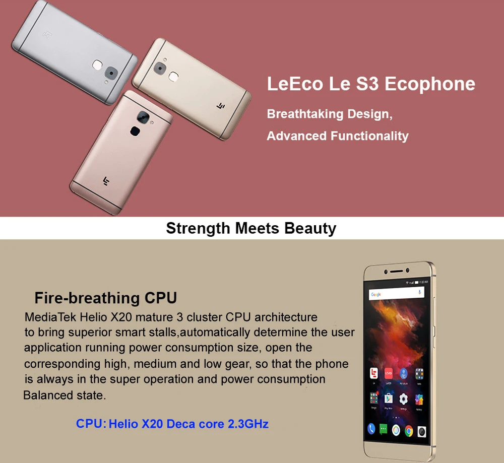 DHL Fast Letv Le S3 X626 4G LTE мобильный телефон Helio X20 Deca Core Android 6,0 5," ips 1920X1080 4 Гб ram 32B rom отпечаток пальца 16,0 Мп