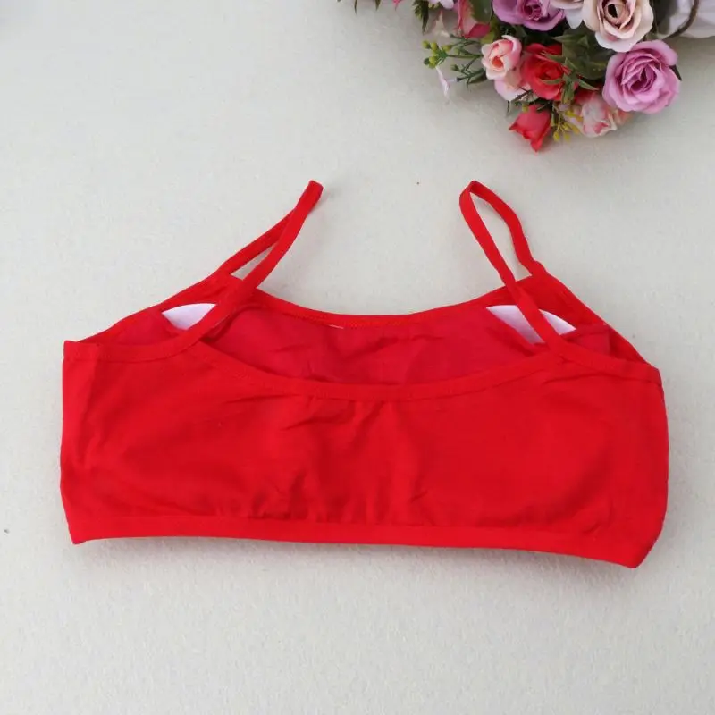 

Cotton Bras Red Young Girls Underwear For Sport Wireless Small Training Puberty Bras Undergarment Clothes 3 styles New Dropship