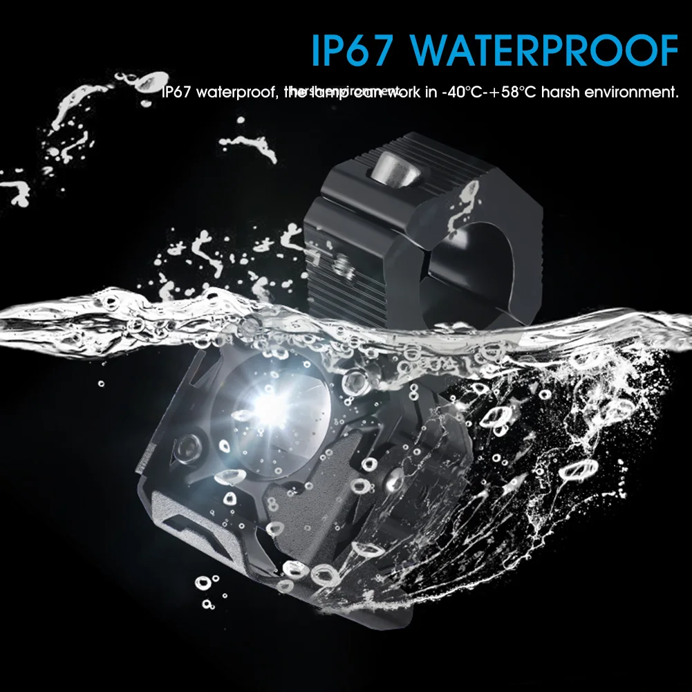 

Motorcycle LED light 12V-24V headlight fog light white amber spotlight projector lens auxiliary light