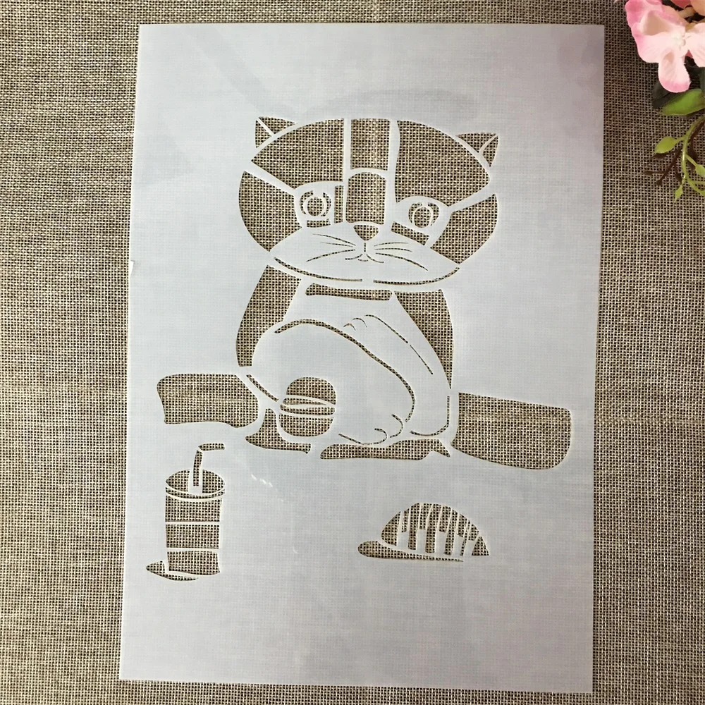 

A4 29cm Dinner Cat DIY Layering Stencils Wall Painting Scrapbook Coloring Embossing Album Decorative Template