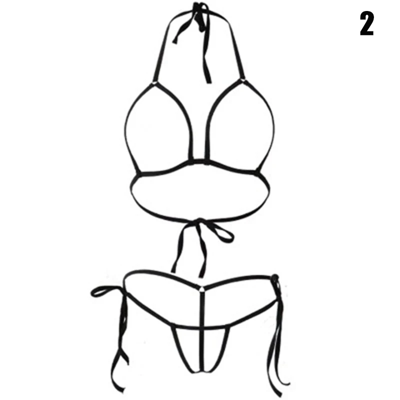 

Erotic Underwear Mini Coverage Hollow out Bikini Suit for Beach Swimming Party K2
