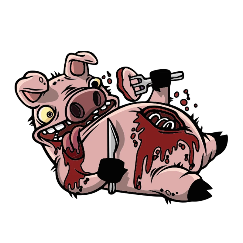 

Creative Horror Carnivorous Pig Cartoon Car Sticker PVC Bumper Windshield Accessories Laptop Decoration Waterproof Auto Decal