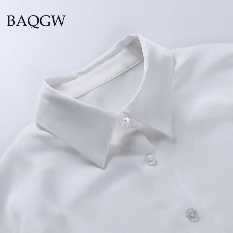 

Basic Preppy Style Solid Tshirt Street Shirts for Women White Single Breasted High Quality Tops Office Lady Loose Female Tees