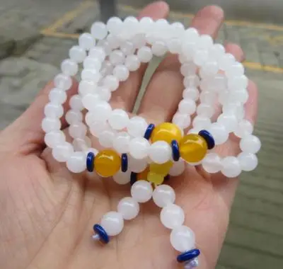 

Zheru Jewelry Natural Hetian Jade White Round Bead Bracelet Men's and Women's Jewelry Bracelets