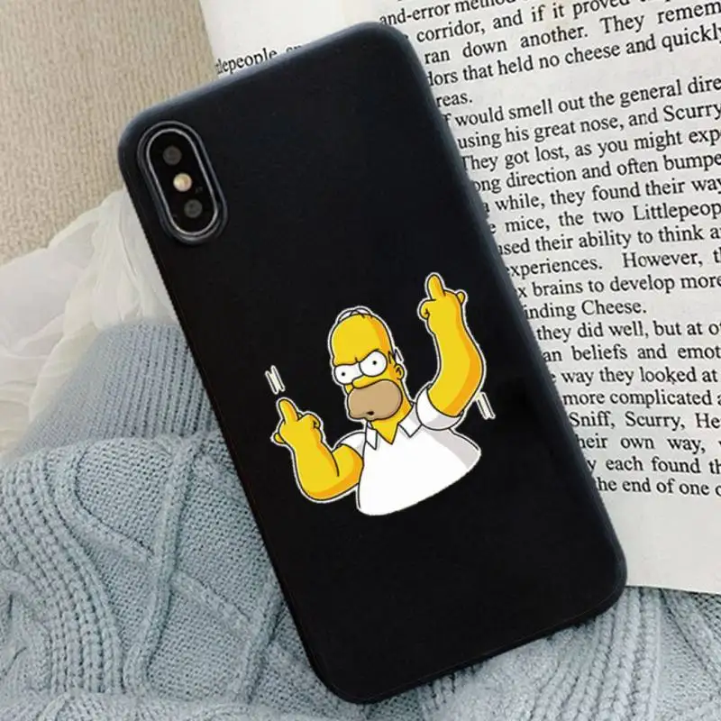 

Homer J. Simpson Phone Case Black Silicone For Iphone 6 7 8 11 12 Plus XR X XS SE2020 11/12PRO Max Cases