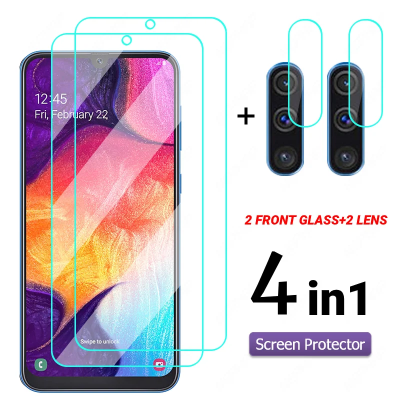 

4 in 1 Tempered Glass For Samsung Galaxy A10 A20 A30 A40 A50 A60 A70 A80 A90 Screen Camera Lens Film For Galaxy M10 M20 M30 M40