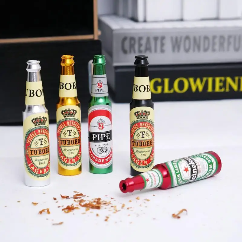 Мини карманная пивная бутылка металлическая алюминиевая трубка для курения