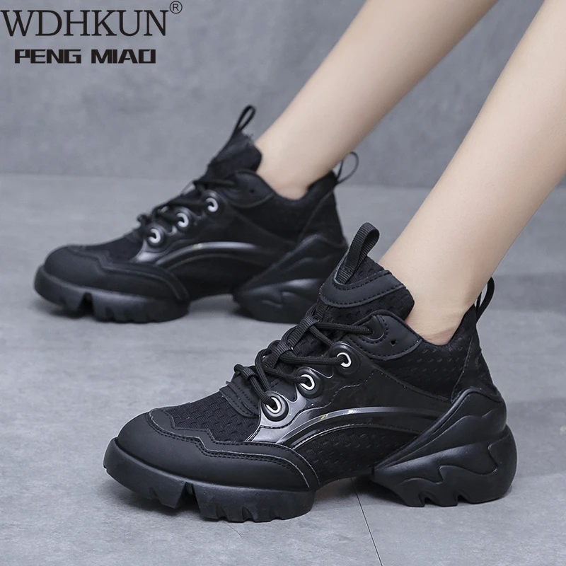 

2021 New Mesh Mesh Dad Shoes Women's Thick Bottom Fashion White Shoes Ins Tide Heightened Sneakers Zapatos Para Mujer