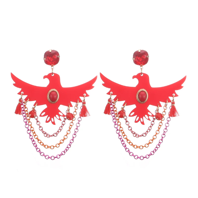 Женские полимерные серьги с кисточками орлом подвеска на ухо эффектные