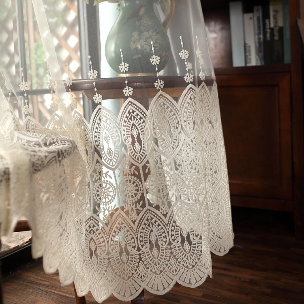 

European Style Embroidered Window Tulle Custom Solid Color Curtains for Living Dining Room Bedroom Window Tulle Simplicity