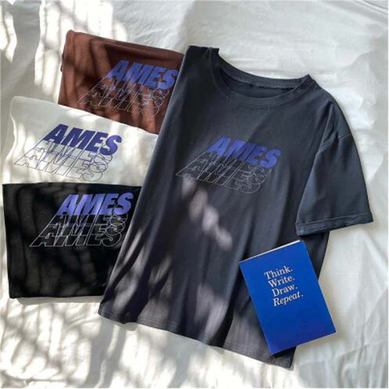 

Fashion Style T shirt Woman Letters Print Short Sleeve Round Neck Woman Tshirt Top Slim Fit Summer Tops