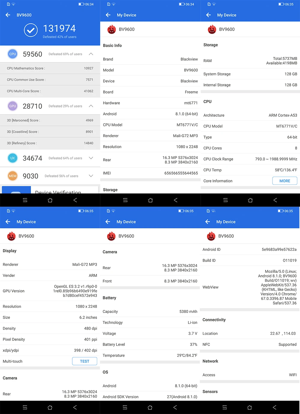 Blackview BV9600 Pro 6,2" Helio P70 IP68 водонепроницаемый прочный смартфон 6GB 128GB Octa Core Android 9,0 4G мобильный телефон 5580mAh