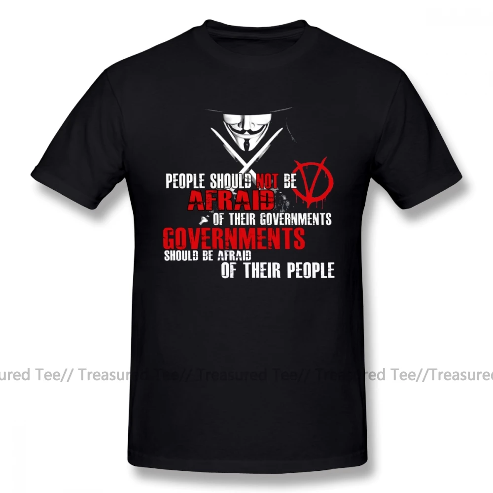 Футболка V For Vendetta, футболка V FOR VENDETTA GUY FAWKES CONSPIRACY QUOTE, футболка большого размера с короткими рукавами, Пляжная забавная футболка - Цвет: Black