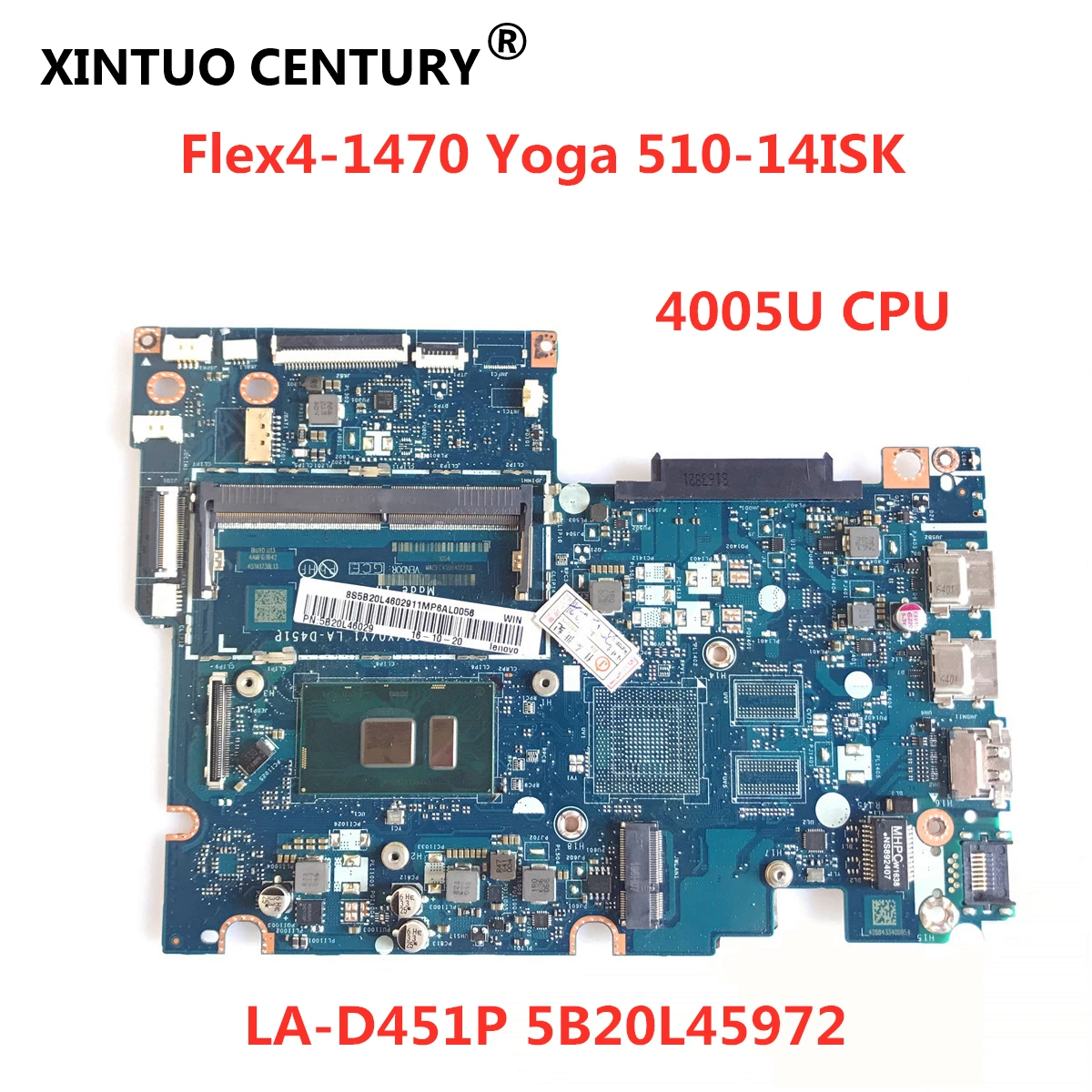 BIUS1/S2/Y0/Y1 LA-D451P основная плата для Lenovo Yoga 510-14ISK Материнская ноутбука 5B20L45972 4005U