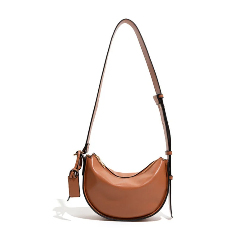 

FIRMRANCH Female bag 2021 new solid color crescent wide shoulder strap cross-body saddle bag
