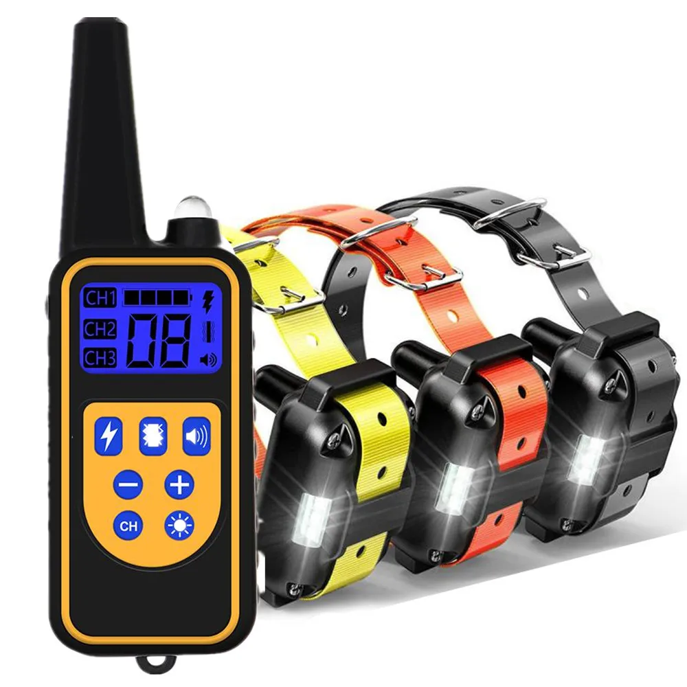 

Dog Training Collar 800m Pet Tool Remote Control Waterproof USB Rechargeable Shock Vibration Sound with LCD Display for 3 Dogs