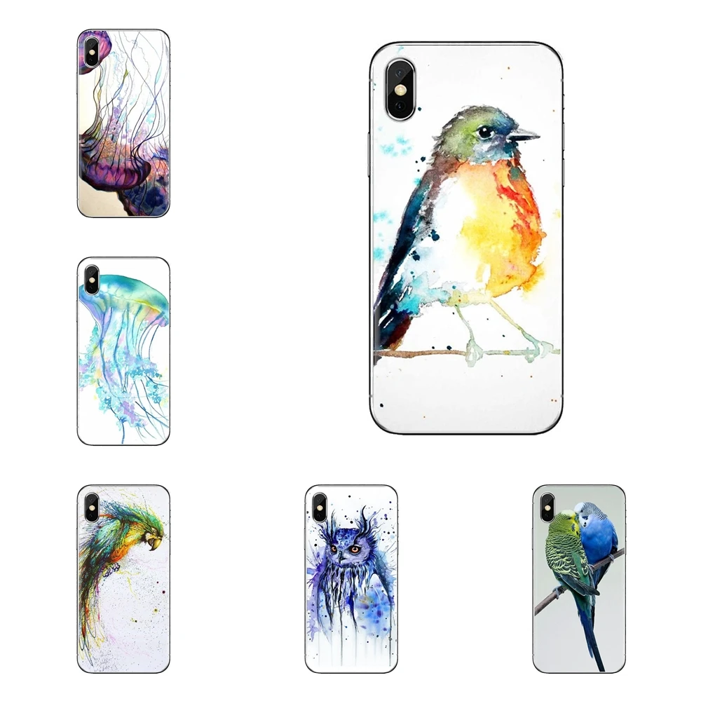 The bird watercolor painting Soft Transparent Case For Huawei Nova 2 3 2i 3i Y6 Y7 Y9 Prime Pro GR3 GR5 2017 2018 2019 Y5II Y6II |