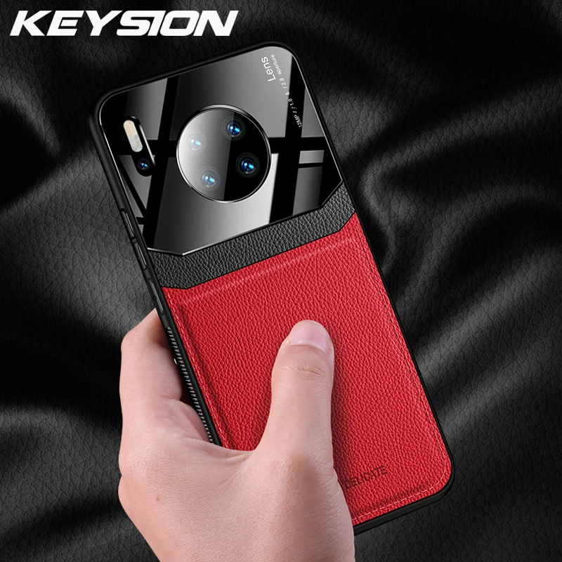 Кожаный чехол KEYSION с зеркальным стеклом для Huawei Mate 30 Pro силиконовая