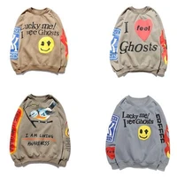 kanye lucky me i see ghosts sweatshirts 3d foaming print fashion pullover hoodie heavyweight trendy hip hop for men women